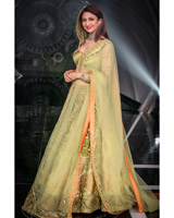 Green Silk Chanderi Lehenga Set784B1380 copy